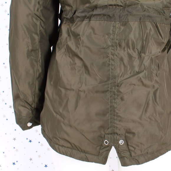 Olive Fur lined Hood Anorak Parka Padded Jacket - Picture 9 of 13